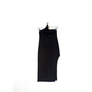 NEW Tsher Women Sz S Black Stretch Side Slit Pull On Halter Top Dress Holiday